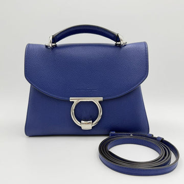 SALVATORE FERRAGAMO ガンチーニ マゴ レザー トートバッグ ショルダーバッグ クロスバッグ ブルー 21H493 154995456