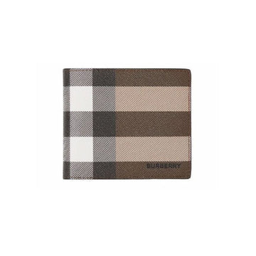 Burberry 25SS REG Giant Check Logo Bi-Fold Wallet Dark Birch Brown 8052790 151198528