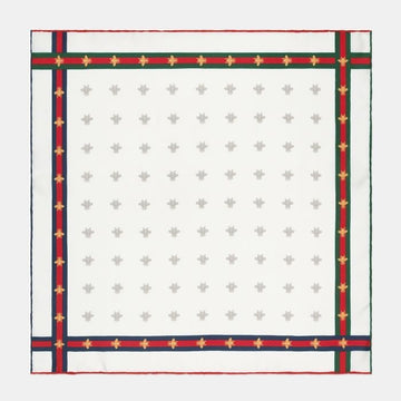 Gucci Silk Pocket Square with Bee Pattern 407465 4G001 9075 155014783