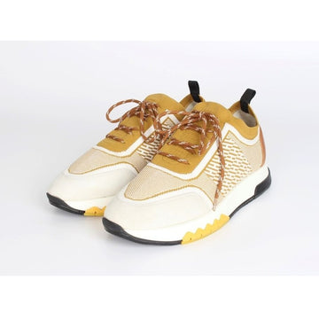 HERMES アディクト ニット スニーカー ゴールド ブラウン 37 155015386