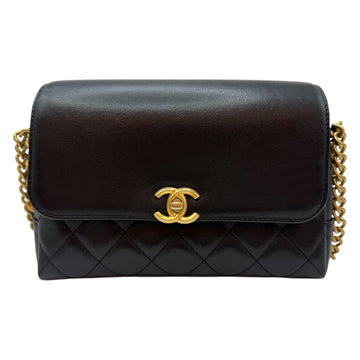 CHANEL シーズン ブラック カーフスキン キルティング チェーン ショルダーバッグ ブラック AS0747 155018502