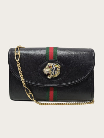 Gucci Black Web Laza Chain Shoulder Bag Small 139455593