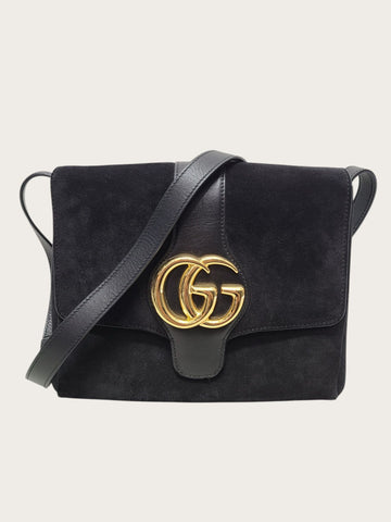 GUCCI マモント スウェード アリ ショルダーバッグ ブラック 119476843