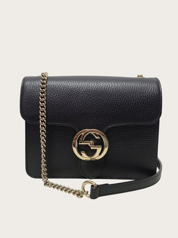 GUCCI Schwarze GG Interlocking Kleine Ketten Umhängetasche 148531331