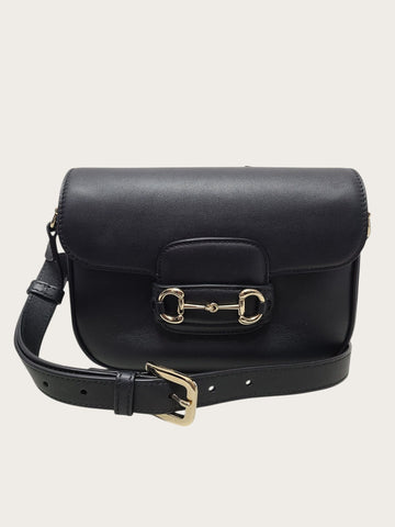 Gucci Black Calfskin Horsebit 1955 Soft Small Shoulder Bag 147625373