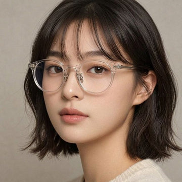 Tom Ford Glasses Frame TF5996KB 057 Luxury Blue Light Blocking Transparent Round Horn Rim Fashion Unisex 155020535