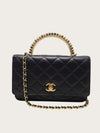 CHANEL Black Top Handle Lambskin Mini Chain Crossbody Bag 150702447 [P]