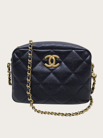 CHANEL Navy Caviar Antique Gold My Perfect Camera Bag Inner Chip 149472495