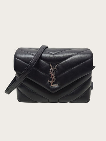 Saint Laurent Black Silver YSL Matelassé Loulou Toy Bag 131337263