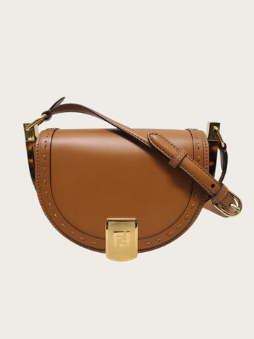 FENDI ブラウンゴールドトーンムーンライトレザーショルダーバッグ 149530130