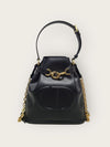Dior Black CD Embossed Leather Medium Bucket Bag 141812595 [P]