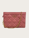 Dior Light Pink Cannage Caro Chain Zip Pouch Bag 138751219 [P]