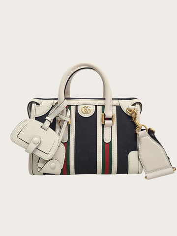 GUCCI ホワイトネイビーGGウェブオピディアトップハンドルトートバッグ 142018931