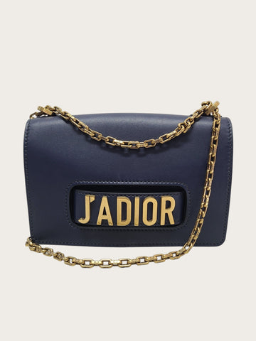 DIOR ネイビーレザー ジャディオール フラップ ゴールドチェーン ショルダーバッグ 123150443