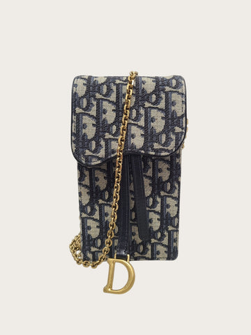 Dior Oblique Saddle Vertical Pouch Chain Crossbody Bag 147440224