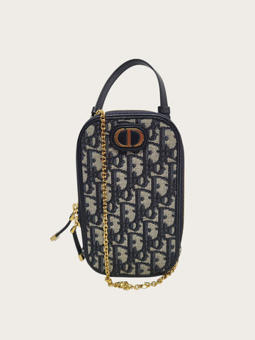 DIOR ネイビーオブリークモンテイン30フォンホルダー チェーンバッグ 147440247