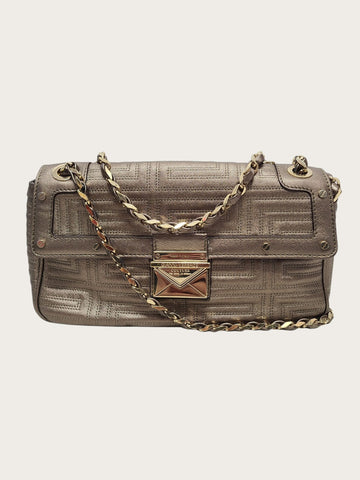 VERSACE ゴールドパールキルティングフェイクレザー フラップショルダーバッグ 78991349
