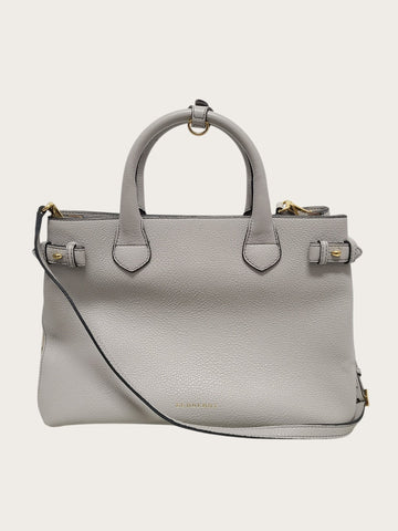 BURBERRY ライトグレー ハウスチェック 2-way バナーバッグ ミディアム 142561717