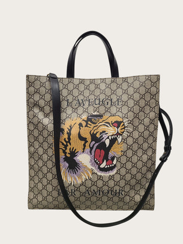 Gucci GG Supreme Tiger Tote Crossbody Bag 56279875