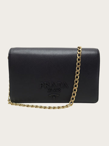 Prada Black Saffiano Monochrome Chain Crossbody Bag 151946527