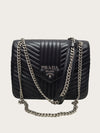 PRADA ブラックダイアグラムソフトチェーンショルダーバッグ 125210827 [P]