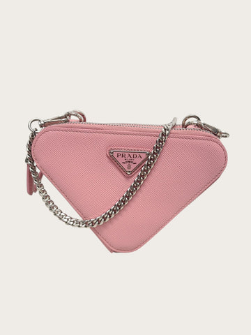 PRADA Mini Pinka Saffiano Dreiecksleder Umhängetasche 122482991