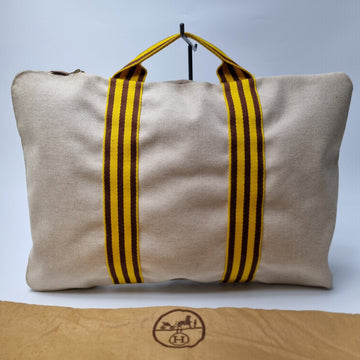 Hermes Canvas Stripe Tote Bag Large (Travel Bag, Unisex, Rare Item) 155072786