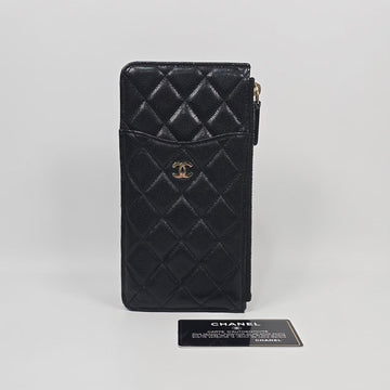 CHANEL キャビア CCロゴ フォンホルダー カードケース 155072952