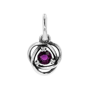 Pandora Purple Birthstone Eternity Circle Pendant and Dangle Silver Bracelet 111106653
