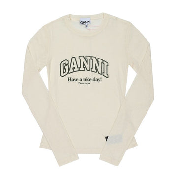 GANNI Langarm T4297 135 Mesh Logo Damenlangarmshirt 148554002