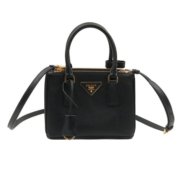 Prada Black Saffiano Lux Gold Lettering Logo Galleria Mini 2WAY (With Chip) 1BA906 155075269