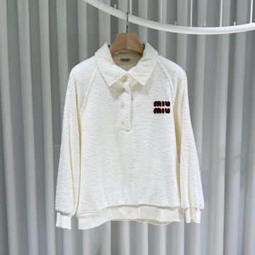 MIU MIU (A+/XS) / コットン ポロ スウェット シャツ ホワイト 155077665