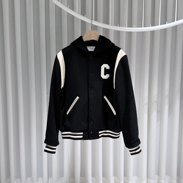 CELINE キャッシュウールテディバ varsityフーディージャケット 155077839