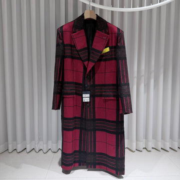 LOUIS VUITTON Tartan Check Overcoat Jacke Rot 155077923