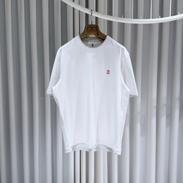 Brunello Cucinelli Embroidery Logo Regular Fit White Short Sleeve T-Shirt 52 155085024