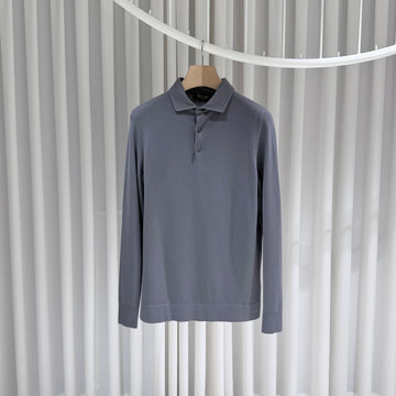 Loro Piana Baby Cashmere Polo Knit Sweater Gray 155085565