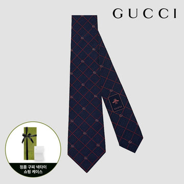 Gucci Jacquard Tie Navy Red 144645238