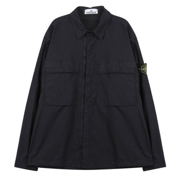 STONE ISLAND ポケット付きスナップボタン詳細コンフォートフィットオーバーシャツジャケット 136058316