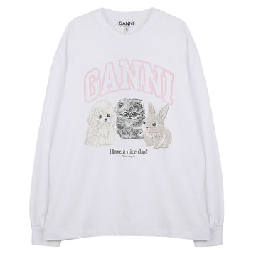 Ganni Animal Print Long Sleeve T 145899789