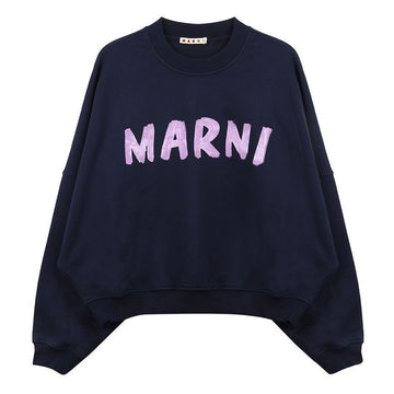 MARNI プリントネイビーコットンスウェットシャツ 76792350