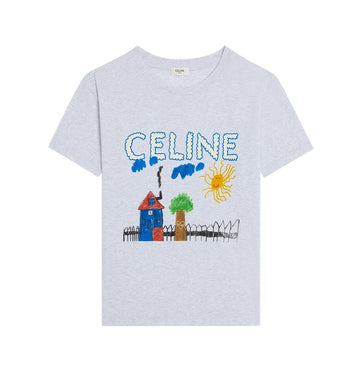 CELINE コットンジャージーレギュラーティーシャツペイルグレー マルチカラー RX0BZ671Q GCA7 155105411