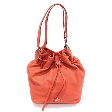 COACH オレンジレザーターンロックタイバケットショルダーバッグ 34988 155106251