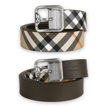 Burberry Men's Vintage Check Reversible Belt (Beige/Brown) 8092046 A2021 134035693