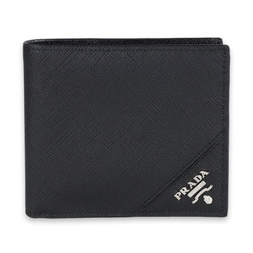 PRADA メンズ サピアノ ロゴ レザー 二つ折り財布 (ブラック) 2MO513 QME F0002 141983201