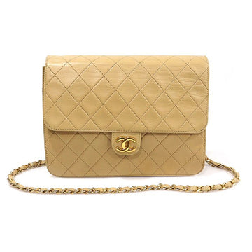 CHANEL ヴィンテージ ベージュ ラムスキン CCロゴ ゴールドチェーン フラップショルダーバッグ 155106713