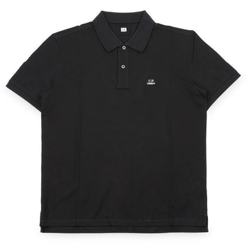 CP COMPANY 男性刺繍ロゴストレッチコットンPK半袖(ブラック) 005263W 999 152920176
