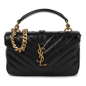 SAINT LAURENT 光沢のあるクラックレザー ミニ チェーン バッグ 779430-DZH07-1000 150946675