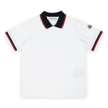 Moncler Kids Wappen Patch Color Block Short Sleeve Polo (Ivory) 8A00002 89ALK 034 8,10A 128666038