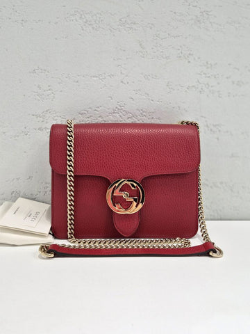 Gucci Interlocking GG Chain Small Crossbody Bag Red 510304 155108173