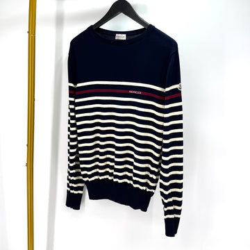 MONCLER ストライプニットネイビー 155150796